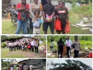 Polres Mamberamo Tengah Bantu Warga Korban Pohon Tumbang