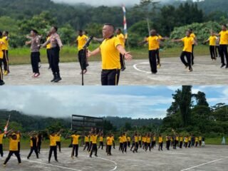 Kabag Ops Polres Mamberamo Raya Pimpin Olahraga Pagi, Tingkatkan Kebugaran dan Soliditas Personel